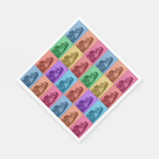 カラフルレトロアポップ・アートのートモダンカスタムフォトグリッド スタンダードランチョンナプキン (角)