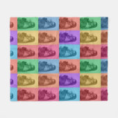 カラフルレトロアポップ・アートのートモダンカスタムフォトグリッド フリースブランケット (正面(横))