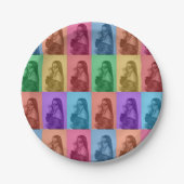 カラフルレトロアポップ・アートのートモダンカスタムフォトグリッド ペーパープレート (正面)