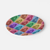 カラフルレトロアポップ・アートのートモダンカスタムフォトグリッド ペーパープレート (アングル)