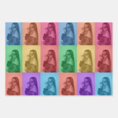 カラフルレトロアポップ・アートのートモダンカスタムフォトグリッド ラッピングペーパーシート (正面)