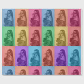 カラフルレトロアポップ・アートのートモダンカスタムフォトグリッド ラッピングペーパー (フラット)