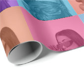 カラフルレトロアポップ・アートのートモダンカスタムフォトグリッド ラッピングペーパー (ロールコーナー)