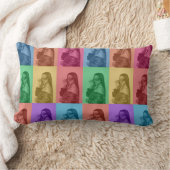 カラフルレトロアポップ・アートのートモダンカスタムフォトグリッド ランバークッション (ブランケット)