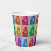 カラフルレトロアポップ・アートのートモダンカスタムフォトグリッド 紙コップ (裏面)