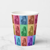 カラフルレトロアポップ・アートのートモダンカスタムフォトグリッド 紙コップ (正面)