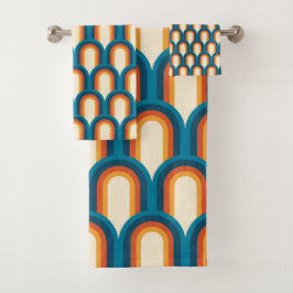 カラフルレトロアーチレインボーパターン バスタオルセット