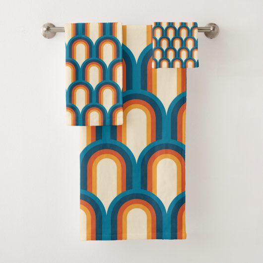 カラフルレトロアーチレインボーパターン バスタオルセット (インサイチュ)