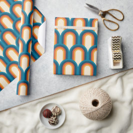 カラフルレトロアーチレインボーパターン ラッピングペーパー