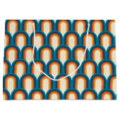 カラフルレトロアーチレインボーパターン ラージペーパーバッグ (正面)