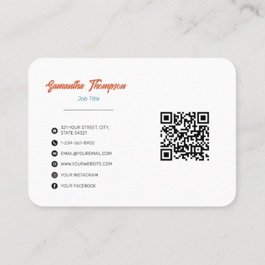 カラフルレトロアーチレインボーパターンQRコード 名刺 (裏面)