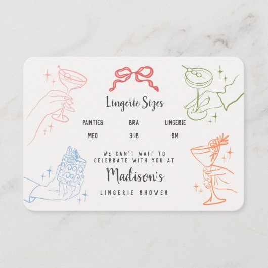 カラフルレトロカクテルパーティーランジェリーサイズ挿入 エンクロージャーカード (正面)