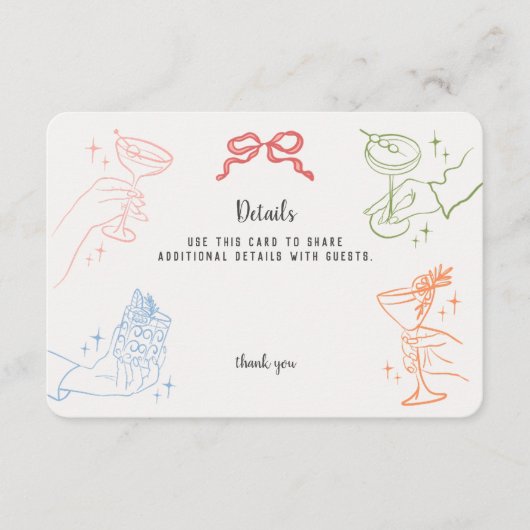 カラフルレトロカクテルパーティー詳細挿入 エンクロージャーカード (正面)