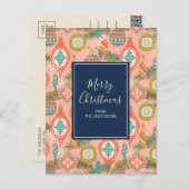 カラフルレトロクリスマスオーナメント シーズンポストカード (正面/裏面)