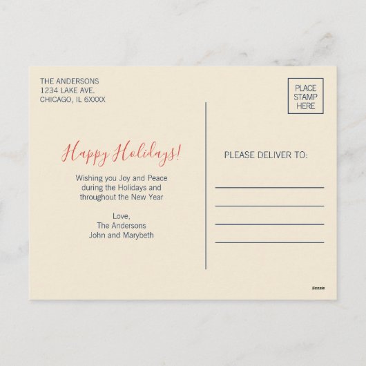 カラフルレトロクリスマスオーナメント シーズンポストカード (裏面)