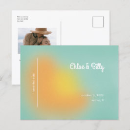 カラフルレトログラデーショグラデーションンミント日付の保存 案内ポストカード