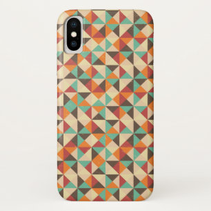 カラフルレトログランジ正方形パターン iPhone X ケース