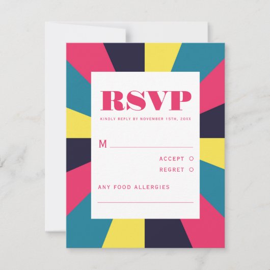 カラフルレトログルーヴサイケデリック抽象芸術 出欠カード (正面)