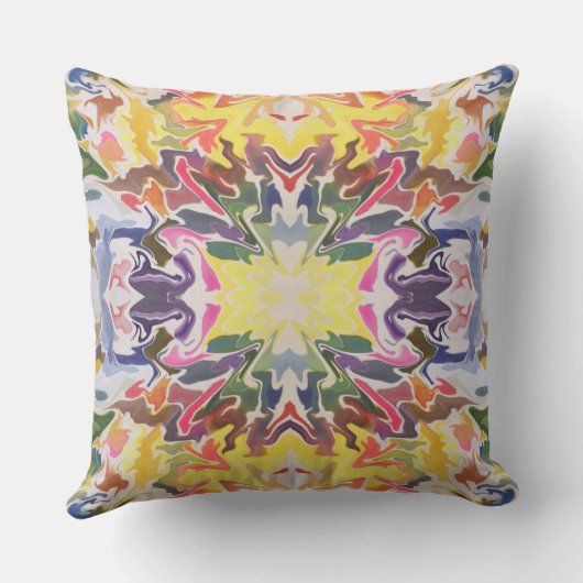 カラフルレトロサイケデリック万華鏡のように千変万化するパターン抽象芸術 アウトドアクッション (裏面)