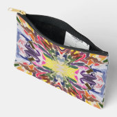 カラフルレトロサイケデリック万華鏡のように千変万化するパターン抽象芸術 アクセサリーポーチ (見開き)
