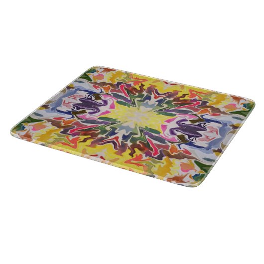 カラフルレトロサイケデリック万華鏡のように千変万化するパターン抽象芸術 カッティングボード (角)