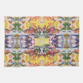カラフルレトロサイケデリック万華鏡のように千変万化するパターン抽象芸術 キッチンタオル (横)