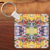 カラフルレトロサイケデリック万華鏡のように千変万化するパターン抽象芸術 キーホルダー (正面)