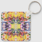 カラフルレトロサイケデリック万華鏡のように千変万化するパターン抽象芸術 キーホルダー (裏面)
