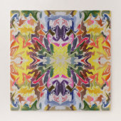 カラフルレトロサイケデリック万華鏡のように千変万化するパターン抽象芸術 ジグソーパズル (横)