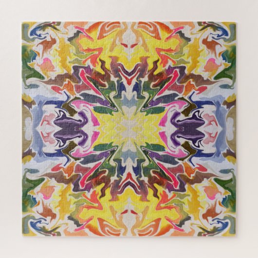 カラフルレトロサイケデリック万華鏡のように千変万化するパターン抽象芸術 ジグソーパズル (縦)