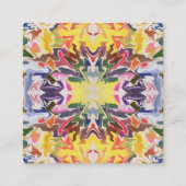 カラフルレトロサイケデリック万華鏡のように千変万化するパターン抽象芸術 スクエア名刺 (正面)