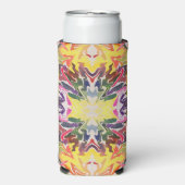 カラフルレトロサイケデリック万華鏡のように千変万化するパターン抽象芸術 スリム缶クーラー (Seltzer正面)