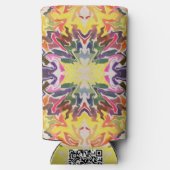 カラフルレトロサイケデリック万華鏡のように千変万化するパターン抽象芸術 スリム缶クーラー (裏面)