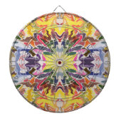 カラフルレトロサイケデリック万華鏡のように千変万化するパターン抽象芸術 ダーツボード (正面)