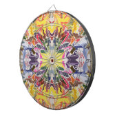 カラフルレトロサイケデリック万華鏡のように千変万化するパターン抽象芸術 ダーツボード (正面右)