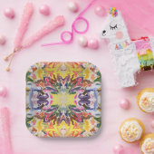 カラフルレトロサイケデリック万華鏡のように千変万化するパターン抽象芸術 ペーパープレート (パーティー)