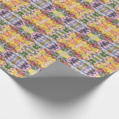 カラフルレトロサイケデリック万華鏡のように千変万化するパターン抽象芸術 ラッピングペーパー (角)