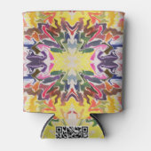 カラフルレトロサイケデリック万華鏡のように千変万化するパターン抽象芸術 缶クーラー (正面)