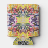 カラフルレトロサイケデリック万華鏡のように千変万化するパターン抽象芸術 缶クーラー (裏面)