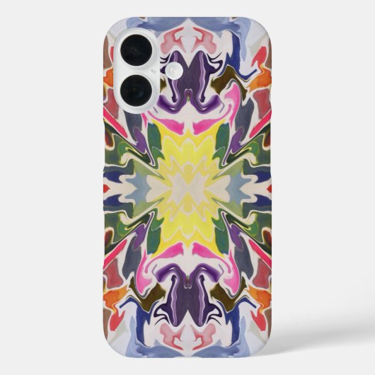 カラフルレトロサイケデリック万華鏡のように千変万化するパターン抽象芸術 Case-Mate iPhoneケース (裏面)