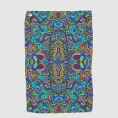 カラフルレトロサイケデリック抽象芸術渦 ゴルフタオル (正面)