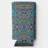 カラフルレトロサイケデリック抽象芸術渦 スリム缶クーラー (裏面)