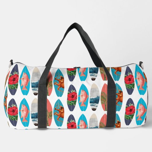 カラフルレトロサーフボードパターン新学期 ダッフルバッグ (正面)