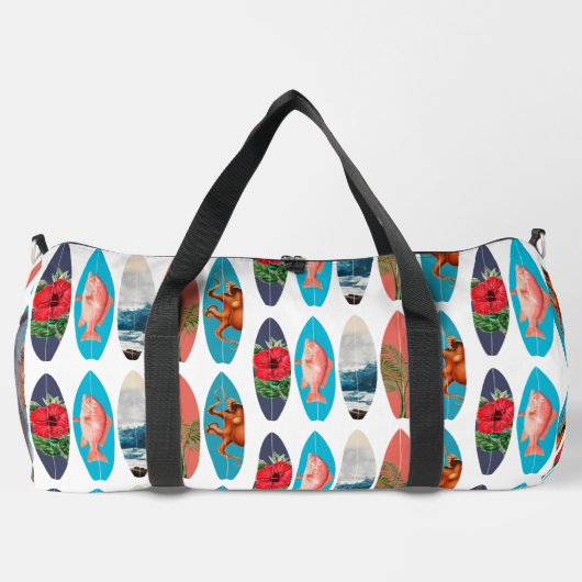 カラフルレトロサーフボードパターン新学期 ダッフルバッグ (裏面)