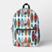 カラフルレトロサーフボードパターン新学期 プリントバックパック (正面)