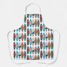 カラフルレトロサーフボードパターン エプロン