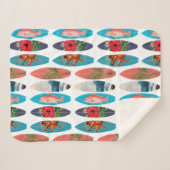 カラフルレトロサーフボードパターン シェルパブランケット (正面(横))