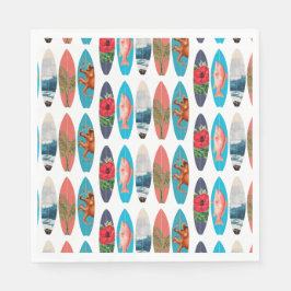 カラフルレトロサーフボードパターン スタンダードランチョンナプキン