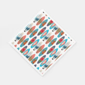 カラフルレトロサーフボードパターン スタンダードランチョンナプキン (角)