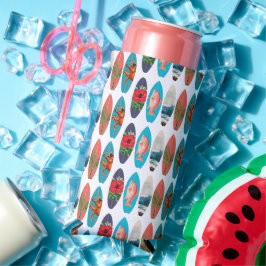 カラフルレトロサーフボードパターン スリム缶クーラー